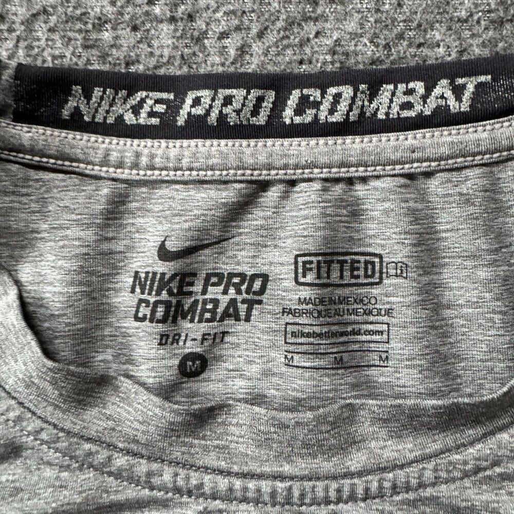 Nike Pro Combat Dri-Fit Fitted Sleeveless T Shirt Grey Athletic Mens Medium - Picture 3 of 9